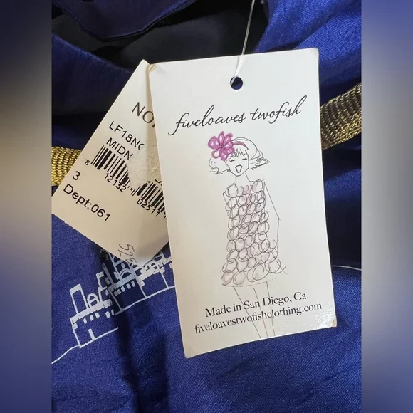 NWT FIVELOAVES TWOFISH x Nordstrom Girls 3 Blue Sleeveless Dress Made in CA, USA - Picture 3 of 11